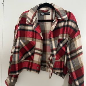 Plaid cropped shacket